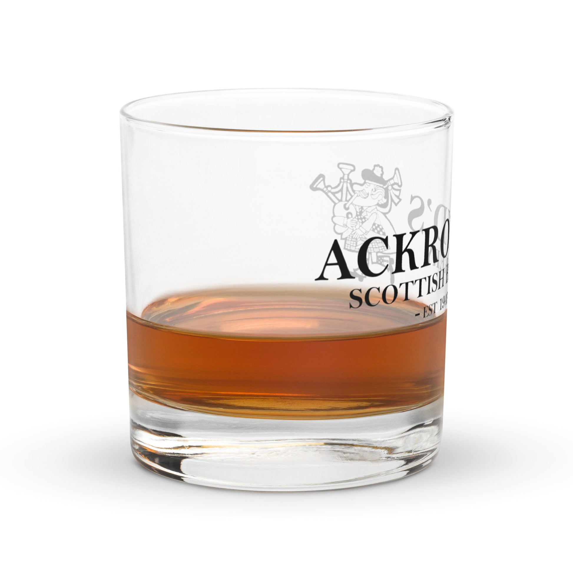 Ackroyd's Bagpiper Logo Rocks glass - Ackroyd's Scottish Bakery