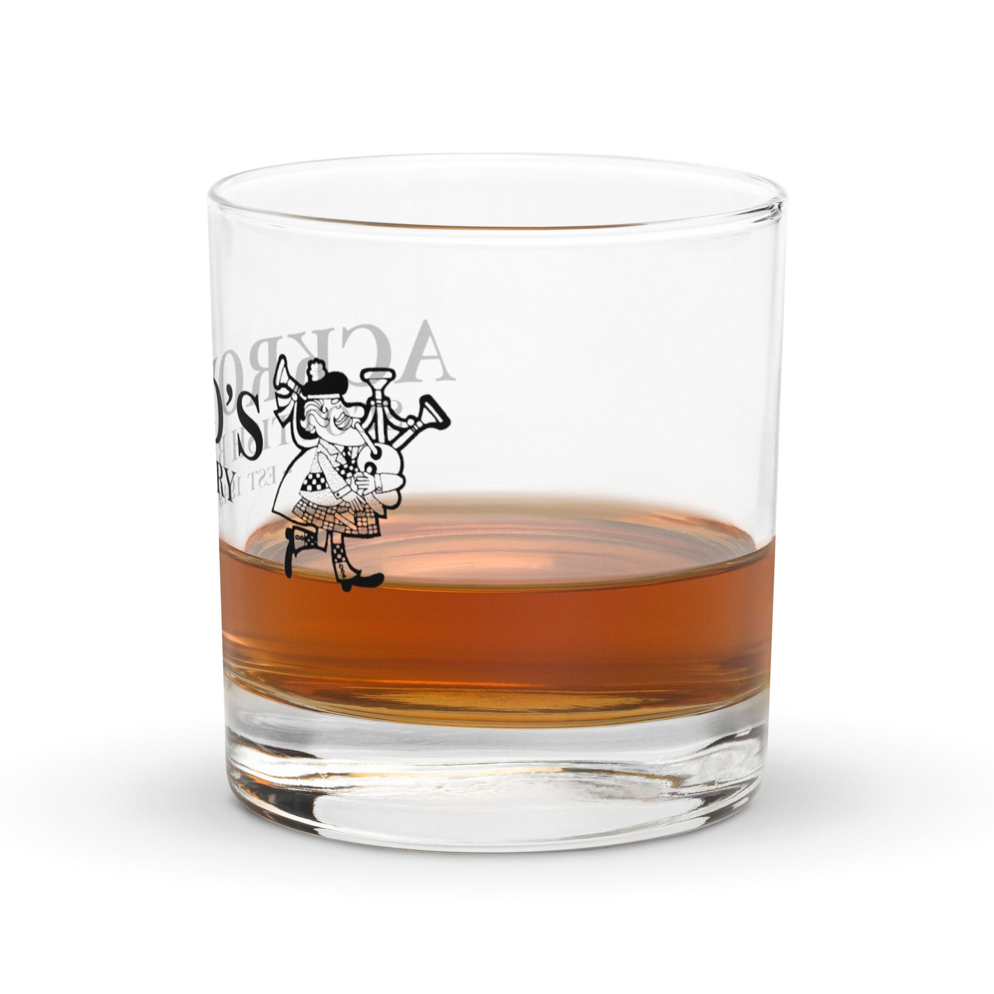 Ackroyd's Bagpiper Logo Rocks glass - Ackroyd's Scottish Bakery