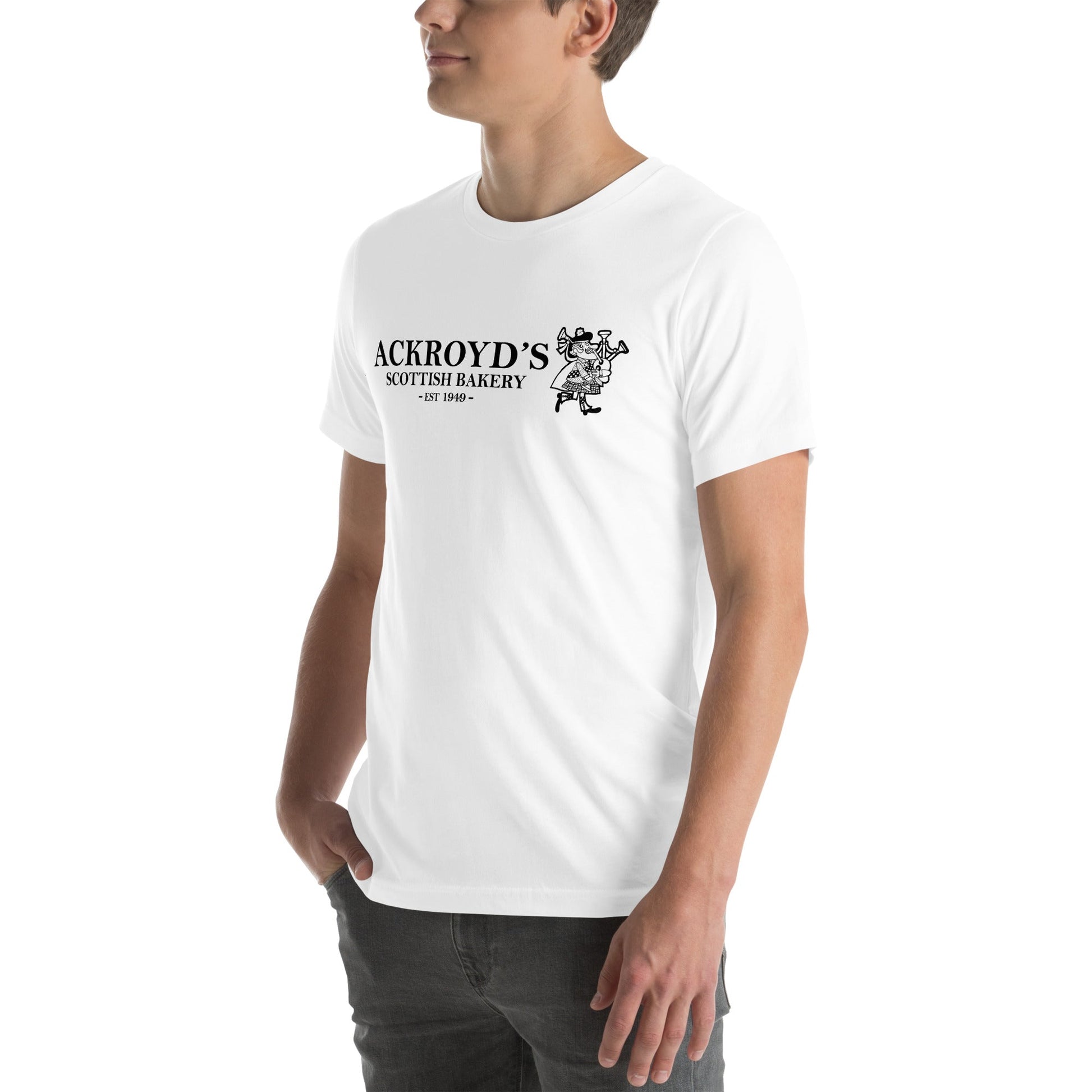 Ackroyd's Bakery Bagpiper Unisex t - shirt - Ackroyd's Scottish Bakery