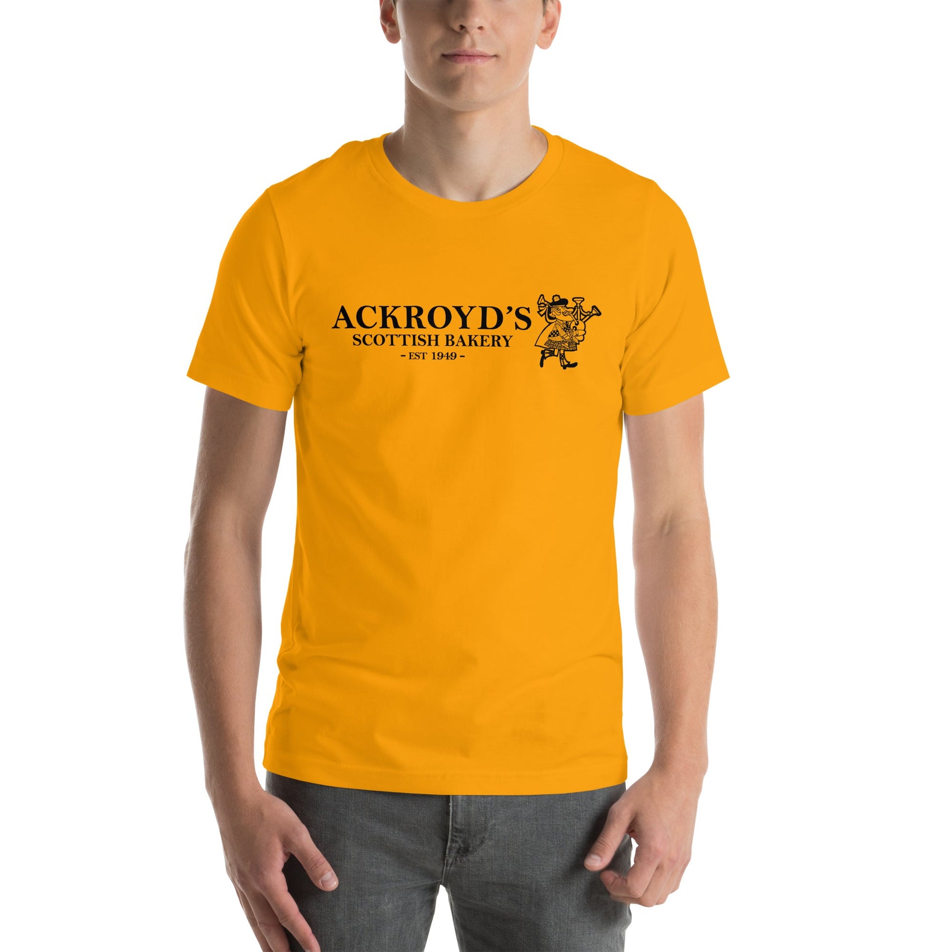 Ackroyd's Bakery Bagpiper Unisex t - shirt - Ackroyd's Scottish Bakery