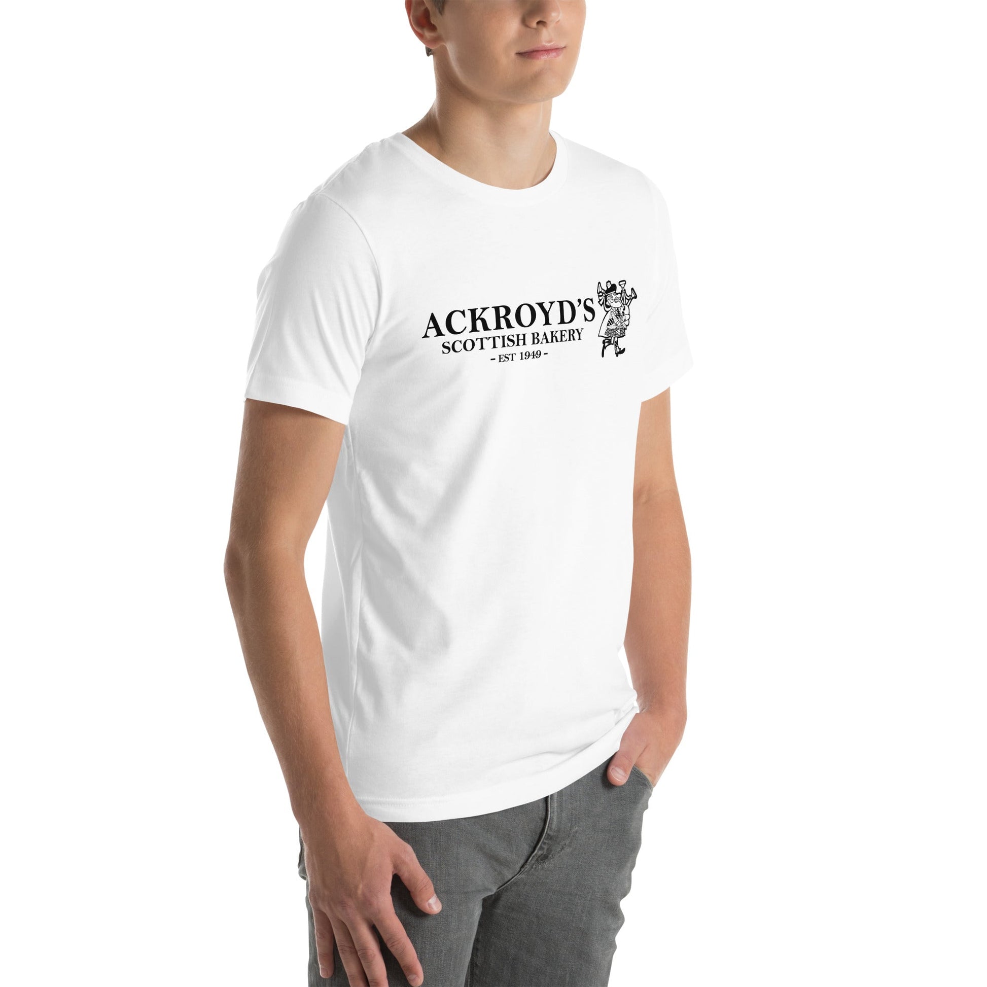 Ackroyd's Bakery Bagpiper Unisex t - shirt - Ackroyd's Scottish Bakery