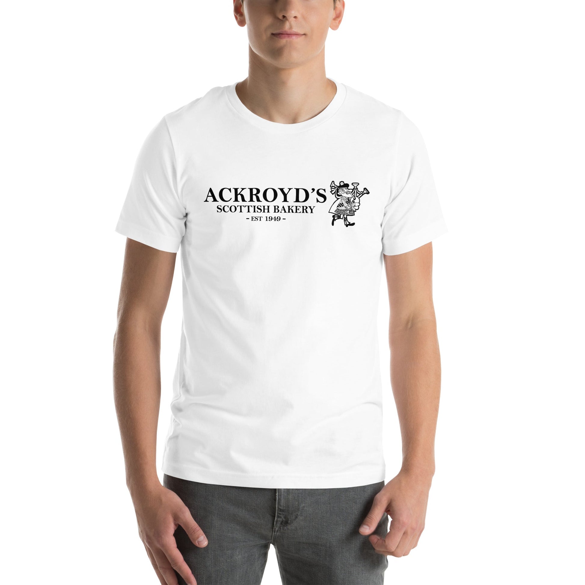 Ackroyd's Bakery Bagpiper Unisex t - shirt - Ackroyd's Scottish Bakery
