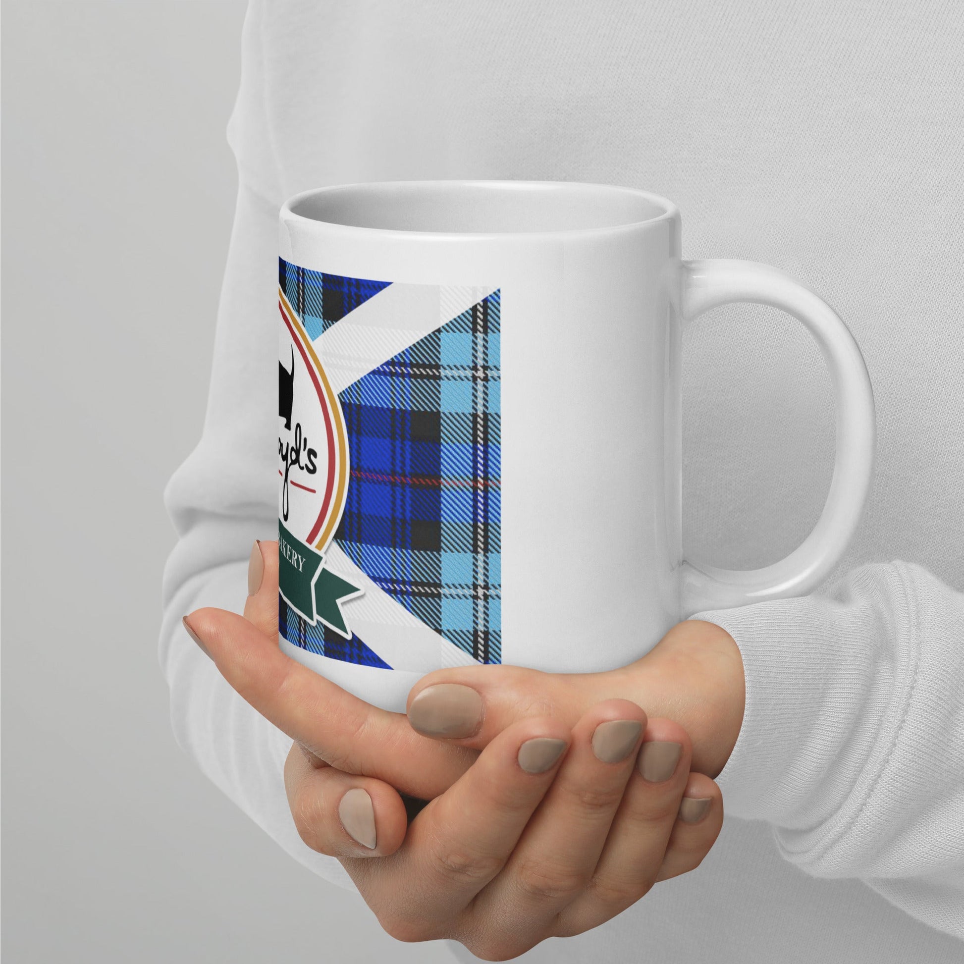 Ackroyd's Bakery Round Logo White glossy Mug - Ackroyd's Scottish Bakery