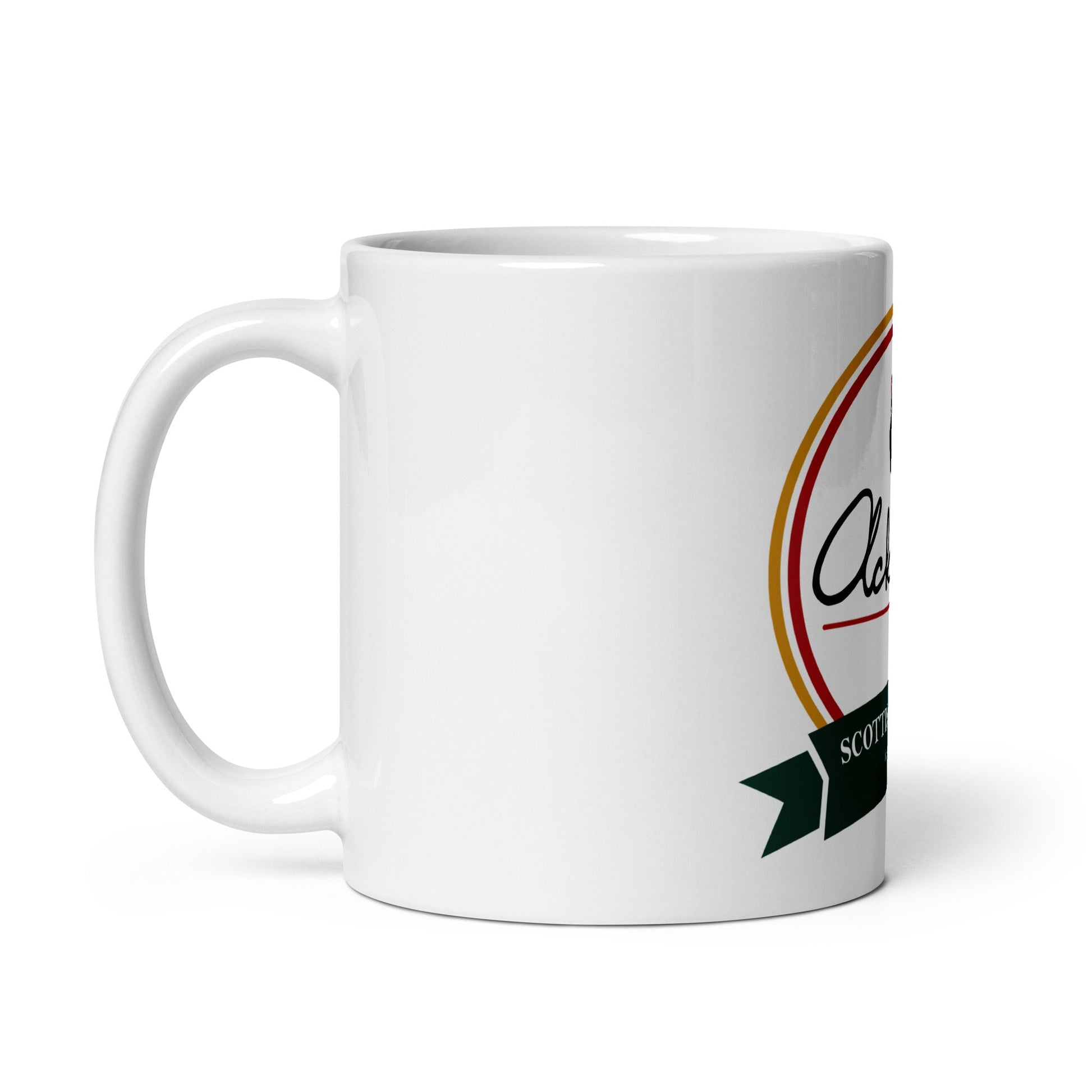 Ackroyd's Round Logo White glossy mug - Ackroyd's Scottish Bakery