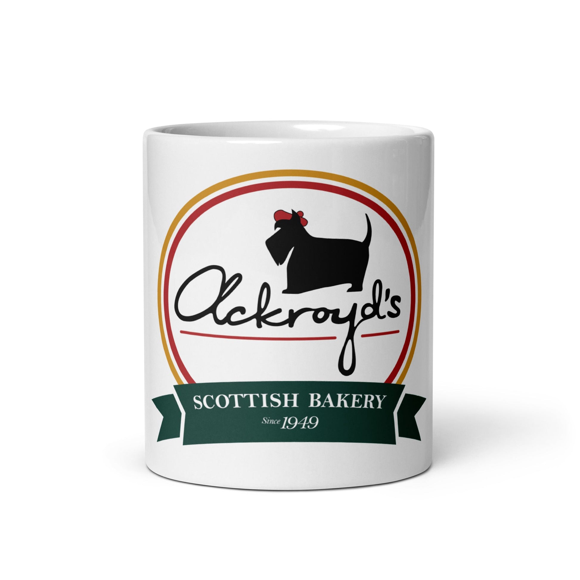 Ackroyd's Round Logo White glossy mug - Ackroyd's Scottish Bakery