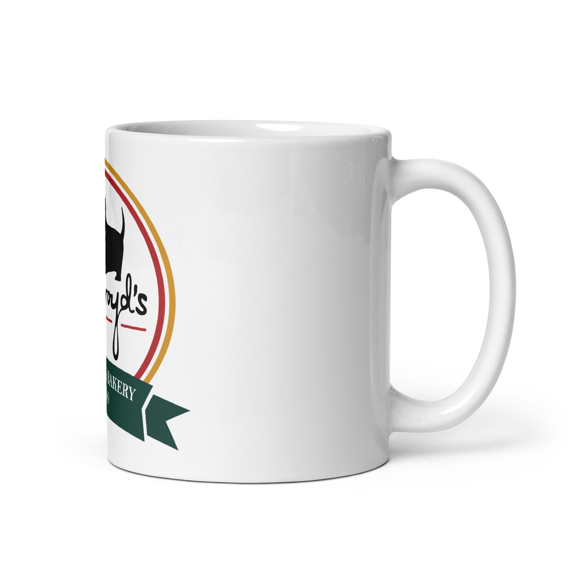 Ackroyd's Round Logo White glossy mug - Ackroyd's Scottish Bakery