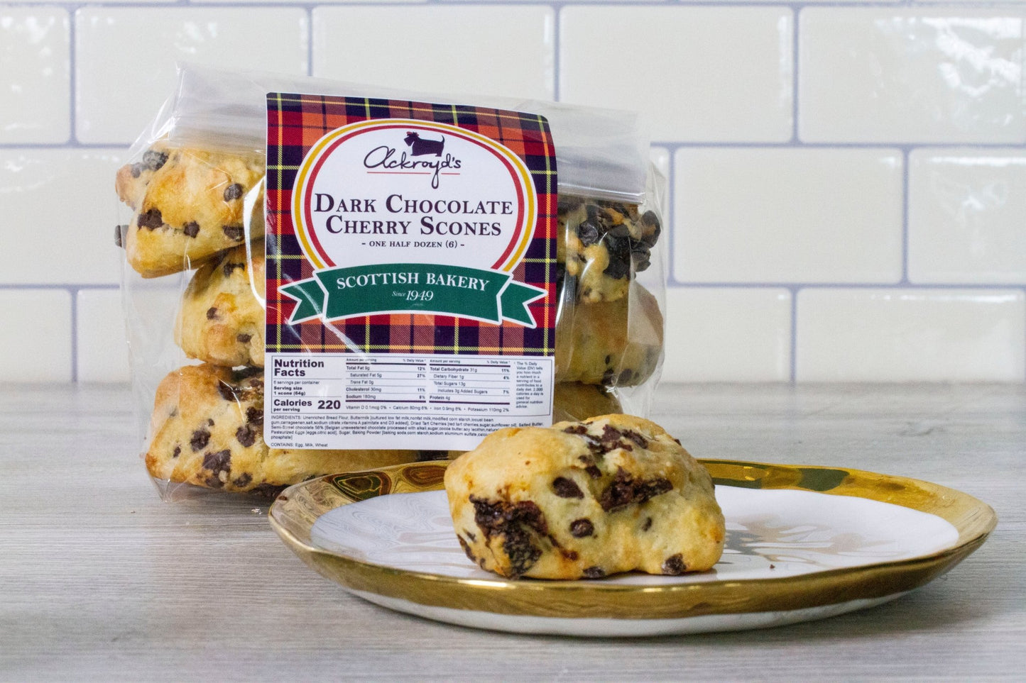 Ackroyd's Scones: Dark Chocolate Cherry (6 pack) - Ackroyd's Scottish Bakery