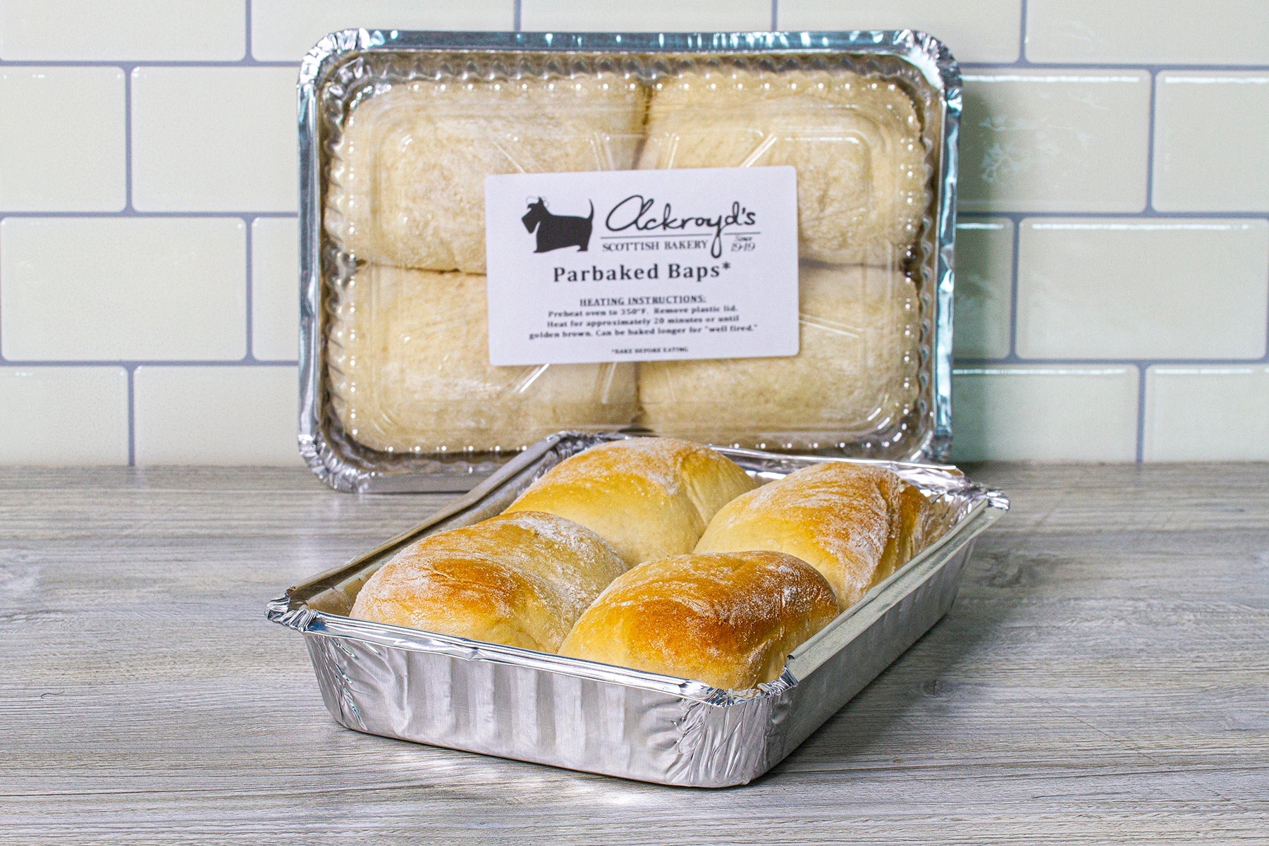 Baps (Morning Rolls) Par-baked (Tray of 4) - Ackroyd's Scottish Bakery