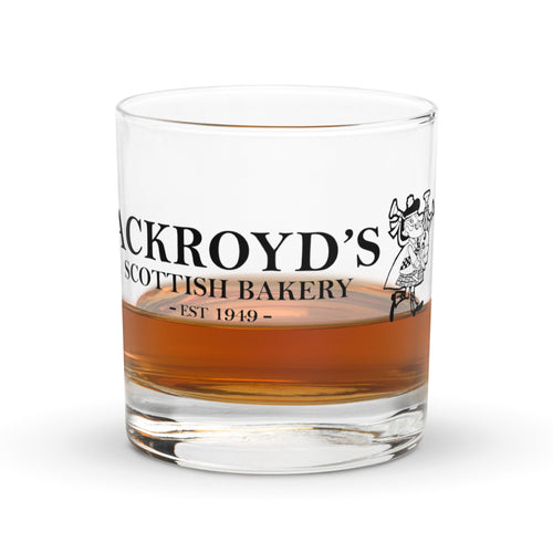 Ackroyd's Bagpiper Logo Rocks glass - Ackroyd's Scottish Bakery