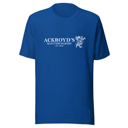 Ackroyd's Bagpiper Logo Unisex t-shirt - Ackroyd's Scottish Bakery