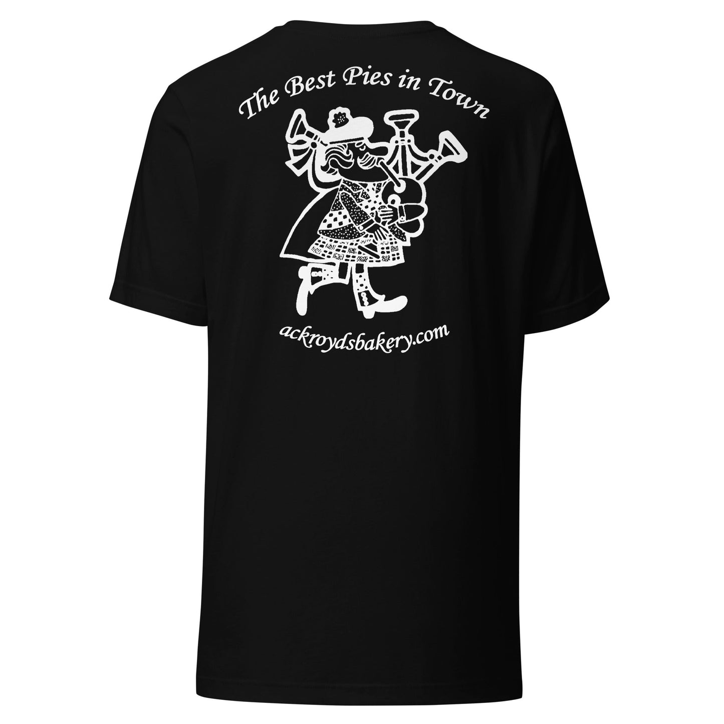 Ackroyd's Bagpiper Logo Unisex t-shirt - Ackroyd's Scottish Bakery