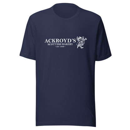 Ackroyd's Bagpiper Logo Unisex t-shirt - Ackroyd's Scottish Bakery