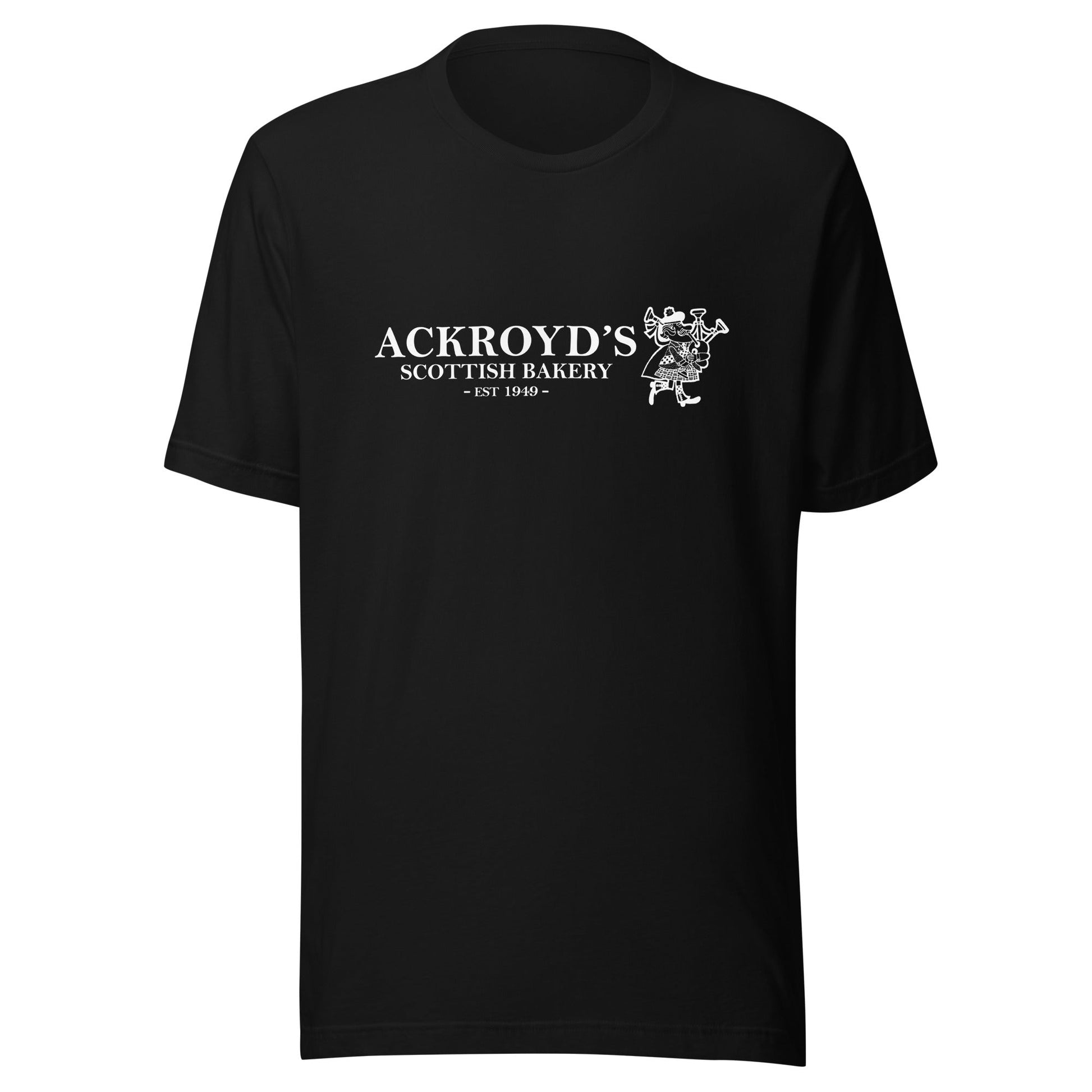 Ackroyd's Bagpiper Logo Unisex t-shirt - Ackroyd's Scottish Bakery