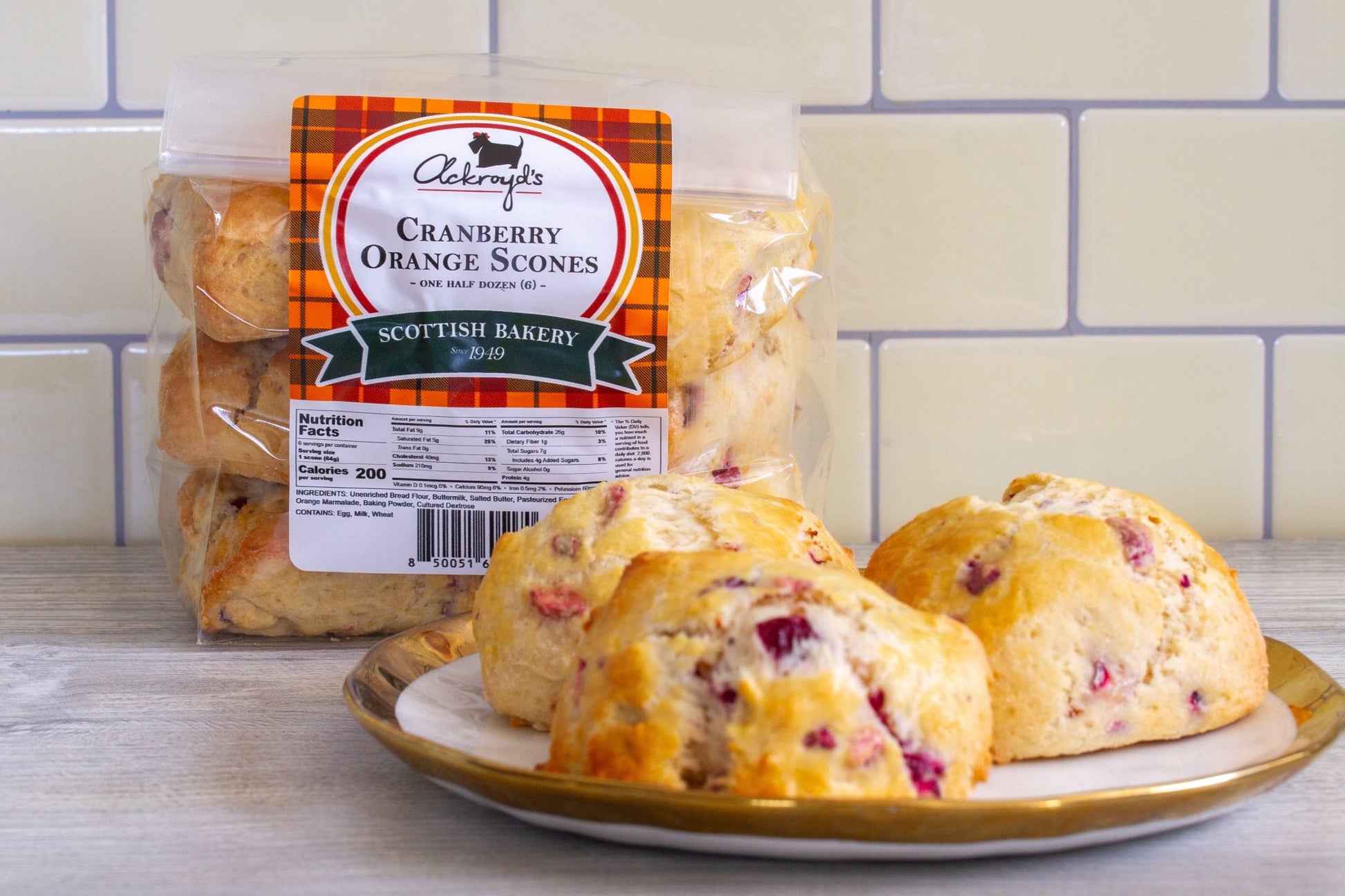 Ackroyd's Scones: Cranberry Orange (6 Pack) - Ackroyd's Scottish Bakery