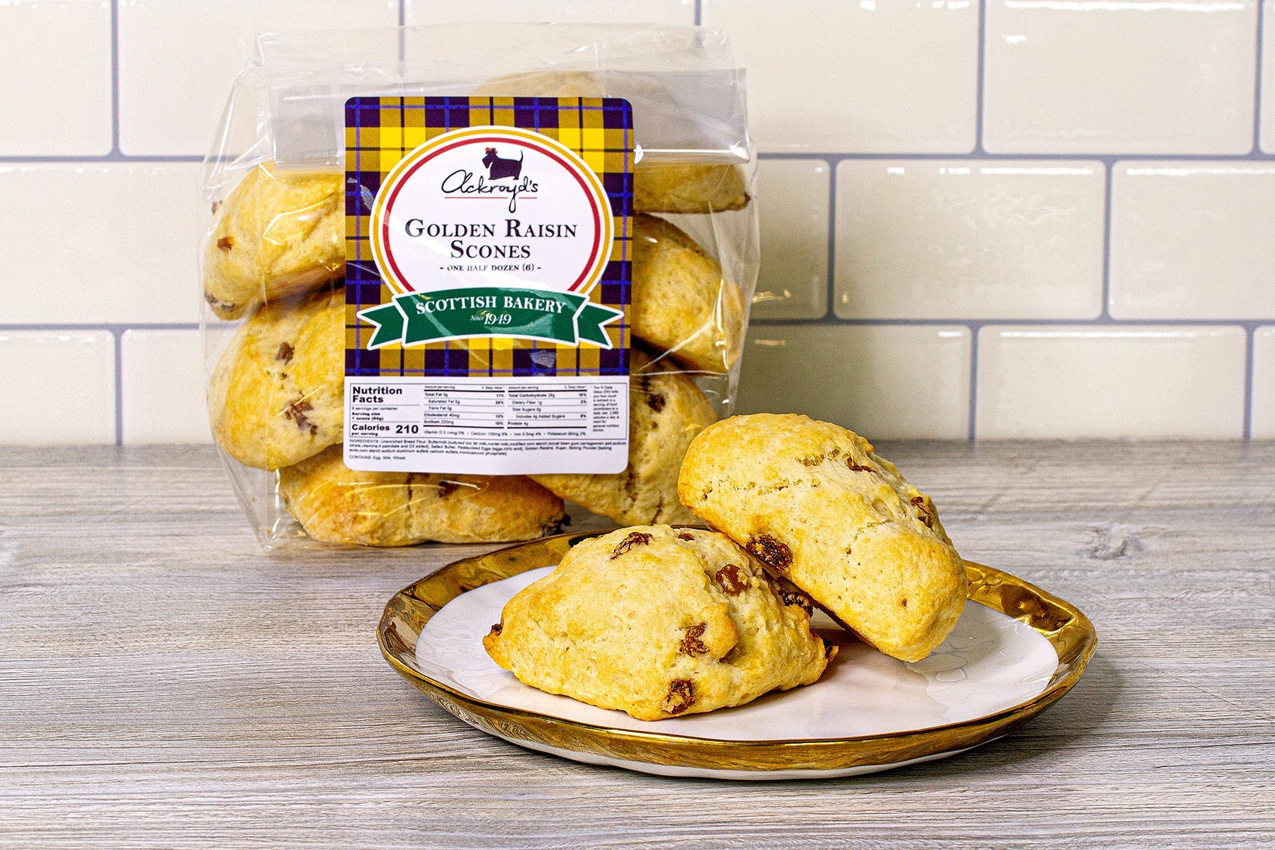 Ackroyd's Scones: Golden Raisin (6 Pack) - Ackroyd's Scottish Bakery